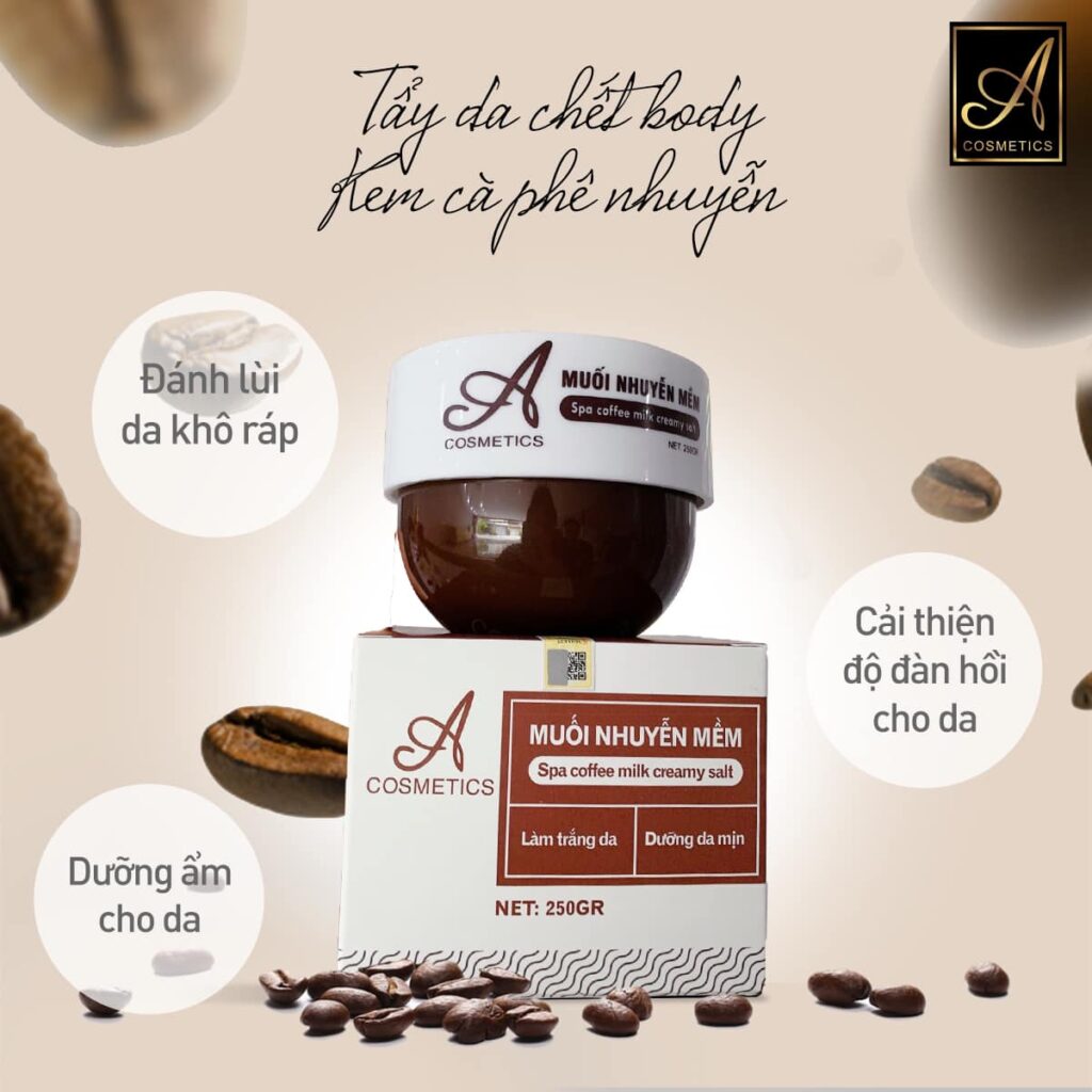 tẩy da chết muối nhuyễn kem cà phê a cosmetics