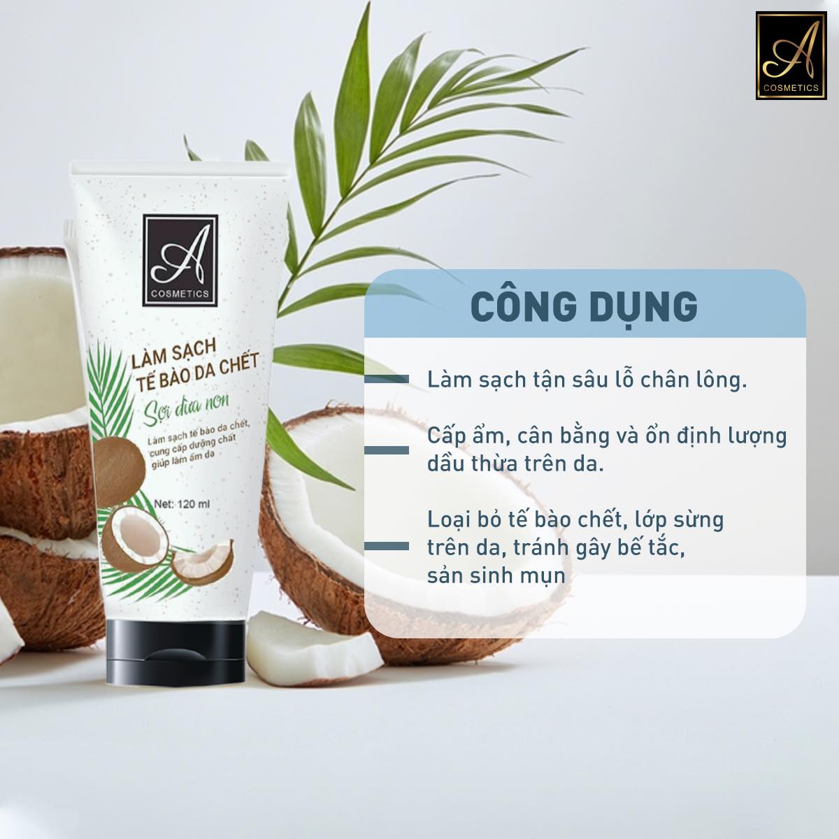 công dụng tẩy da chết sợi dừa non