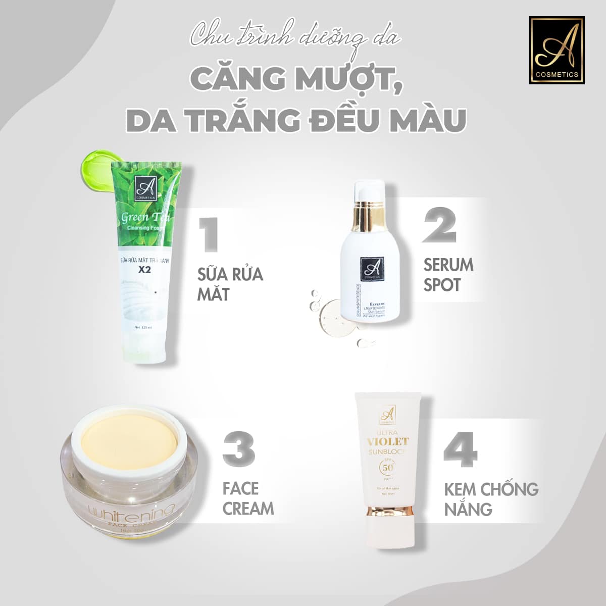 4 bước chăm sóc da cùng mỹ phẩm phương anh a cosmetics