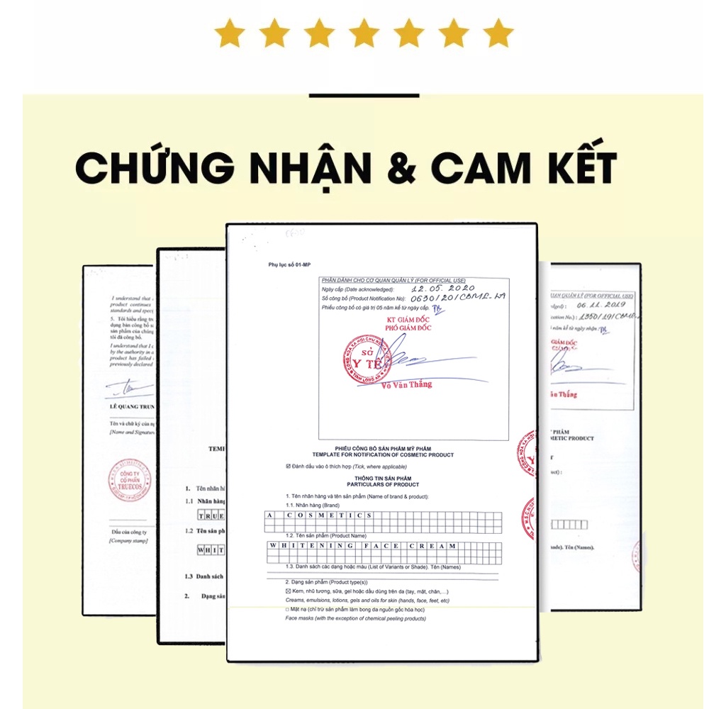 giấy công bố kem face pháp a cosmetics
